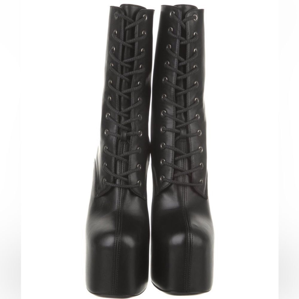 Saint Laurent Leather Lace-Up Boots - Picture 2 of 5